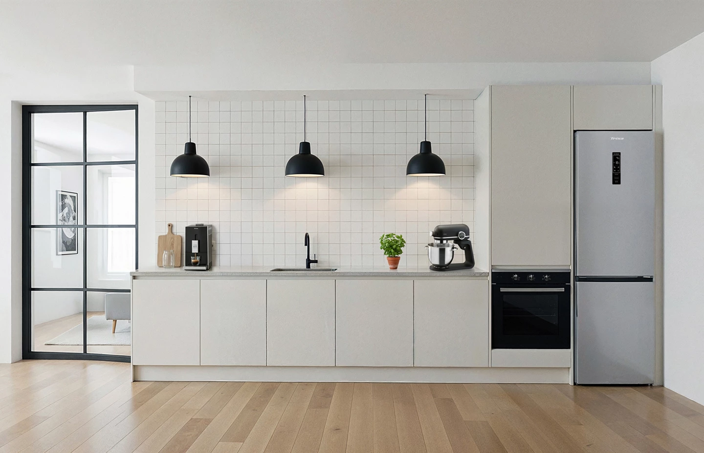 Kombi Kühlschrank 377 L, Edelstahl