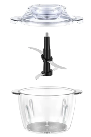 2 L glass bowl with blades and lid