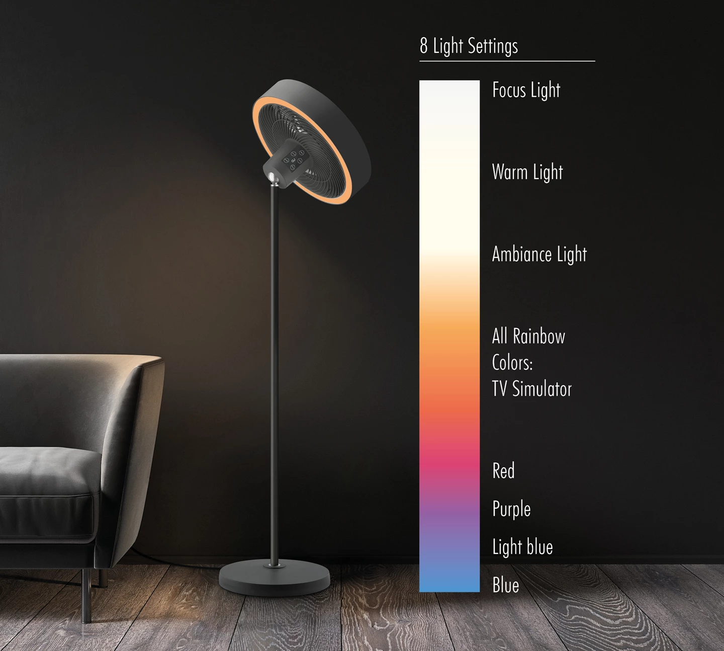 Ventilatore a piantana con luce Ambiance