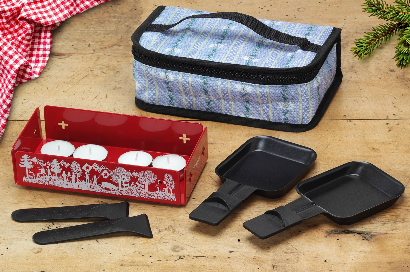 Kerzen-Raclette mit Tasche Explore the Alps