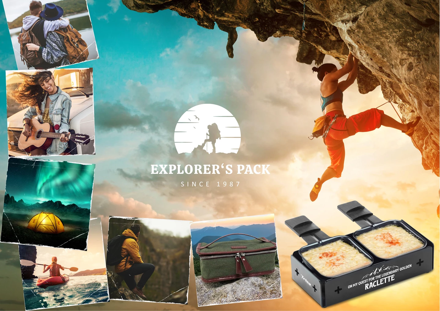 Kerzen-Raclette mit Tasche Explorer's Pack